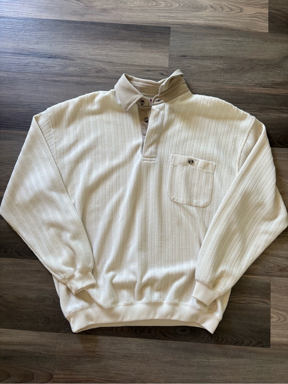 Men's Cream Zip-Front Knit Pullover Sweater